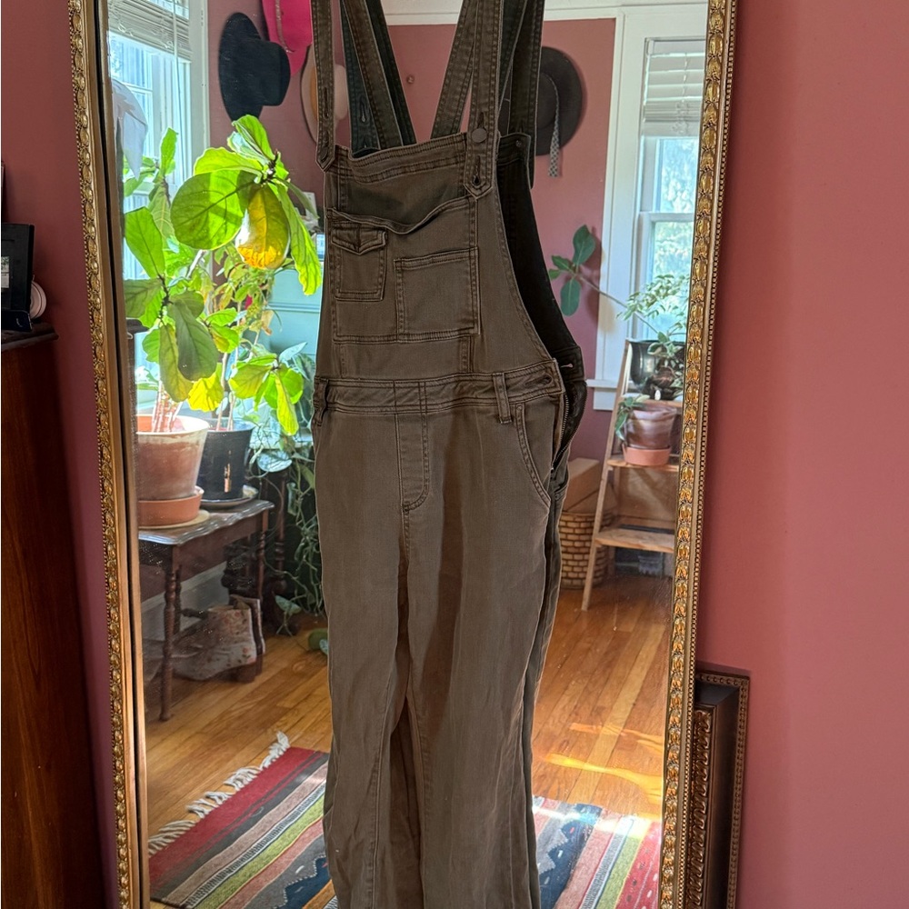 Free People Olive Green Overalls